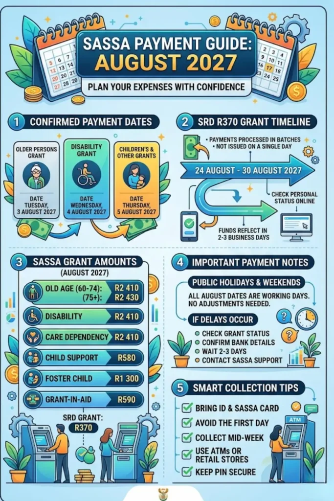 SASSA Payment Dates for August 2027 & Check Public Holiday Adjustments