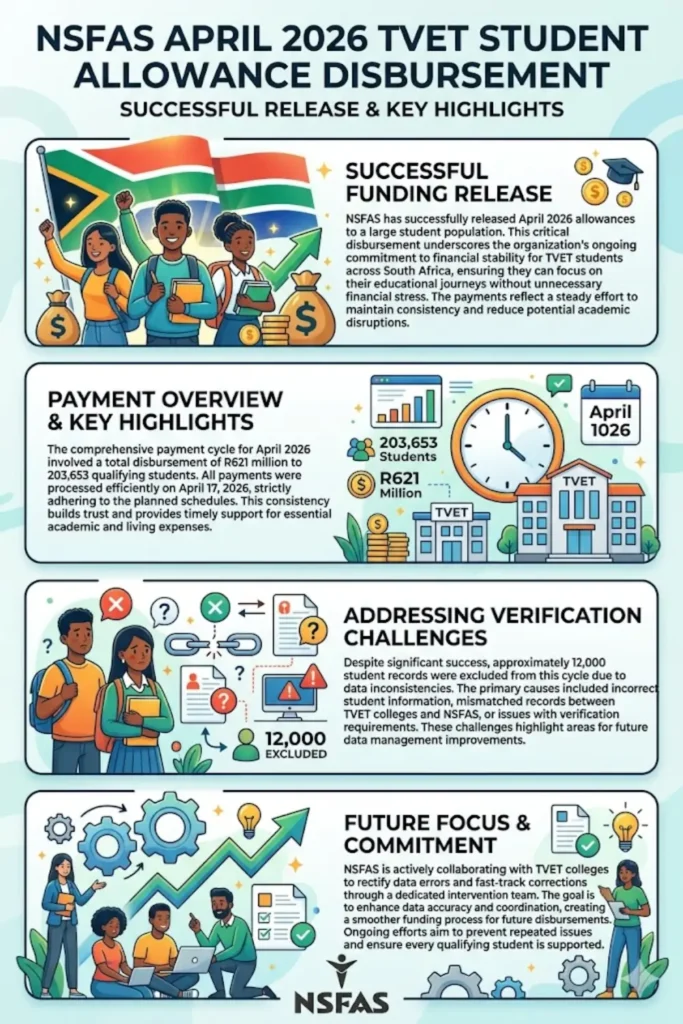 NSFAS Releases R621m Allow­ances to Over 200 000 TVET Stu­dents In South Africa