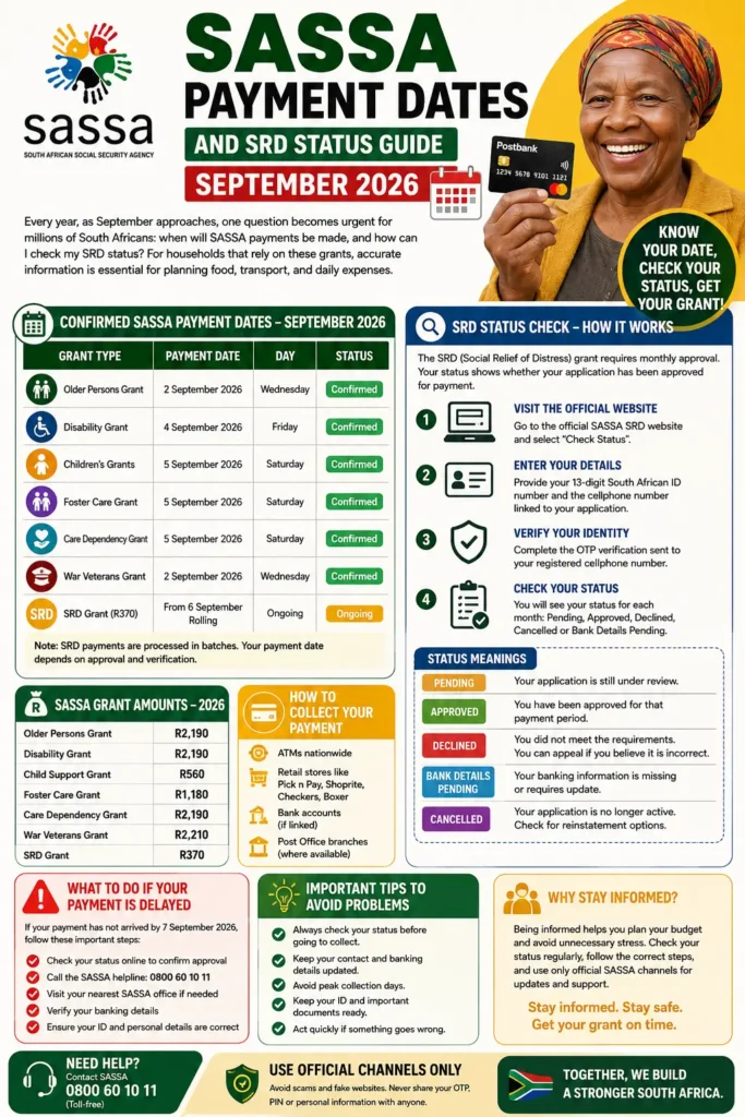 SRD Status Check Payment Approval and September 2026 Payment Dates