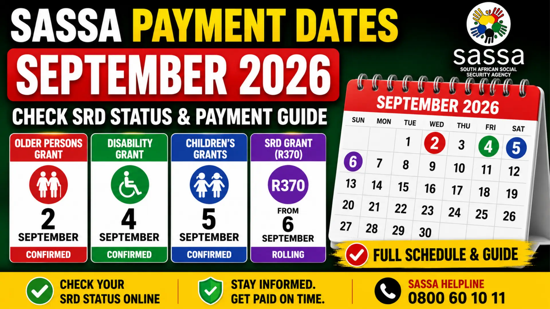 SRD Status Check Payment Approval and September 2026 Payment Dates