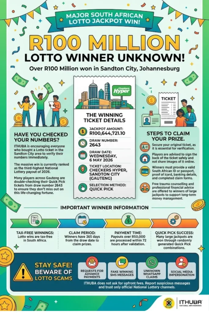 ITHUBA: Sandton Lotto Winner R100 Million Check Full Details 