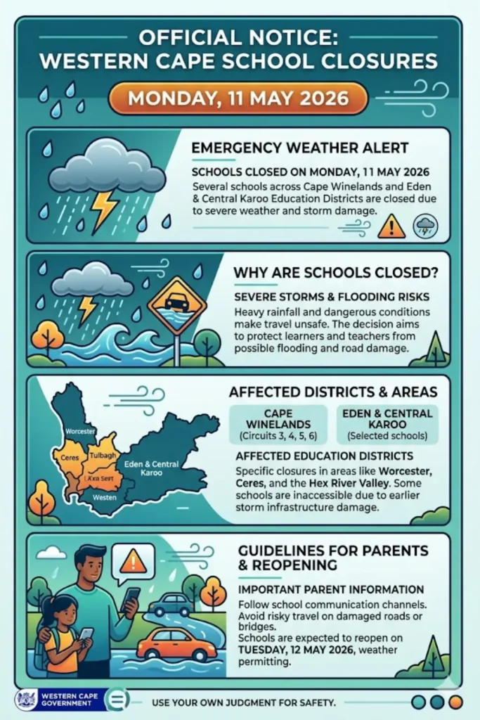 Western Cape School Closures Check the List of School Closures on 11 May 2026