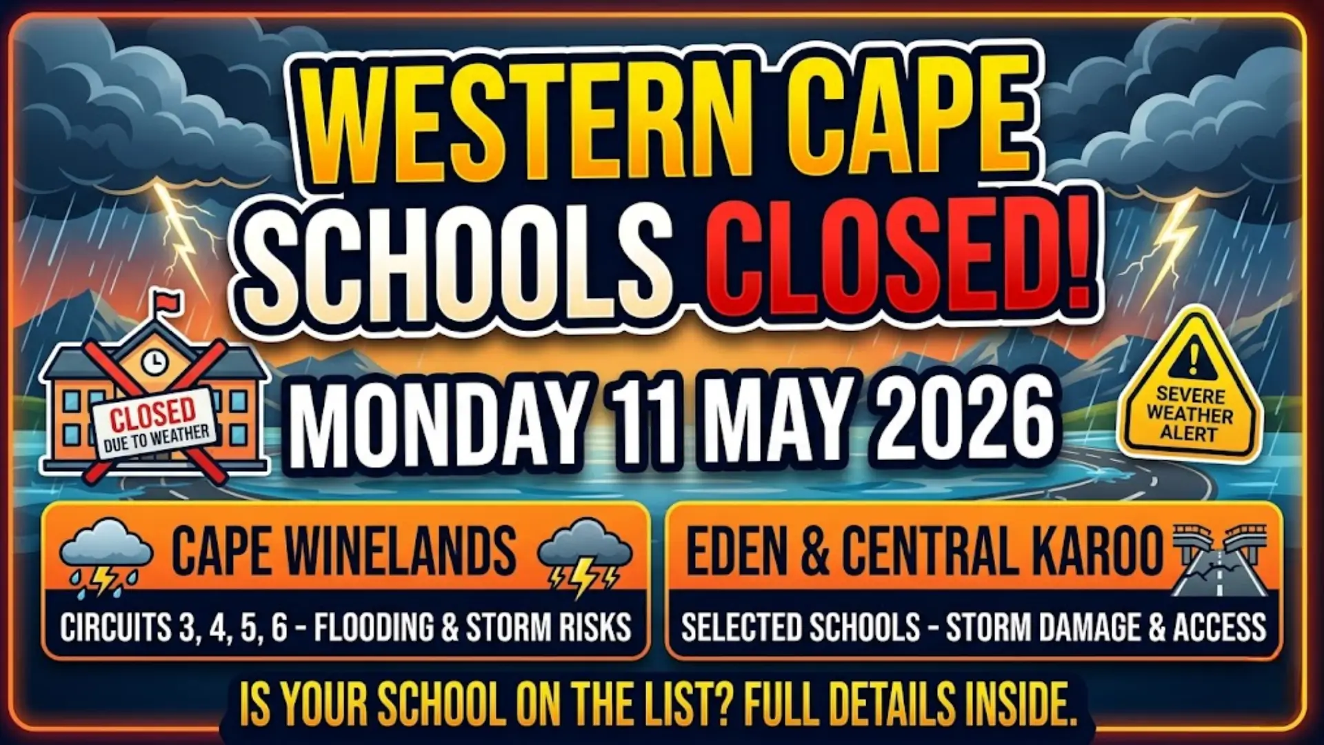 Western Cape School Closures Check the List of School Closures on 11 May 2026