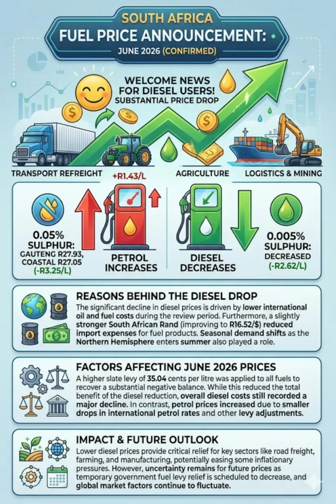 South Africa Diesel Price Drop in June 2026