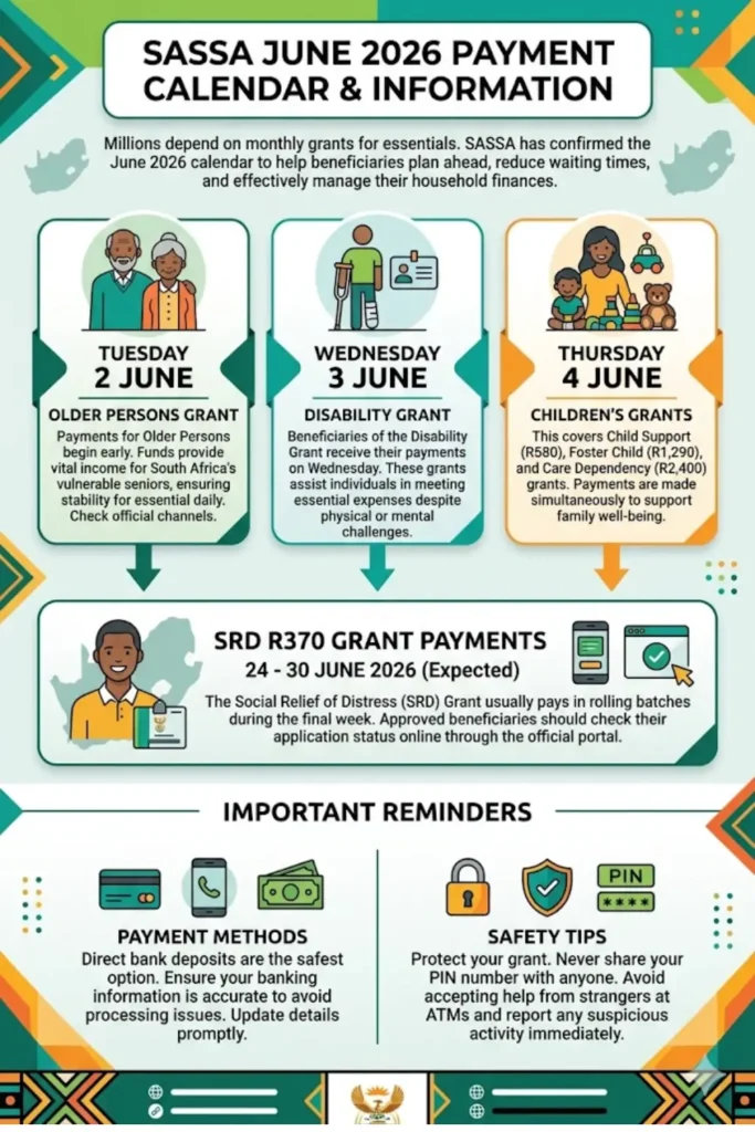 SASSA June 2026 Payment Calendar Check all Different Grants Dates