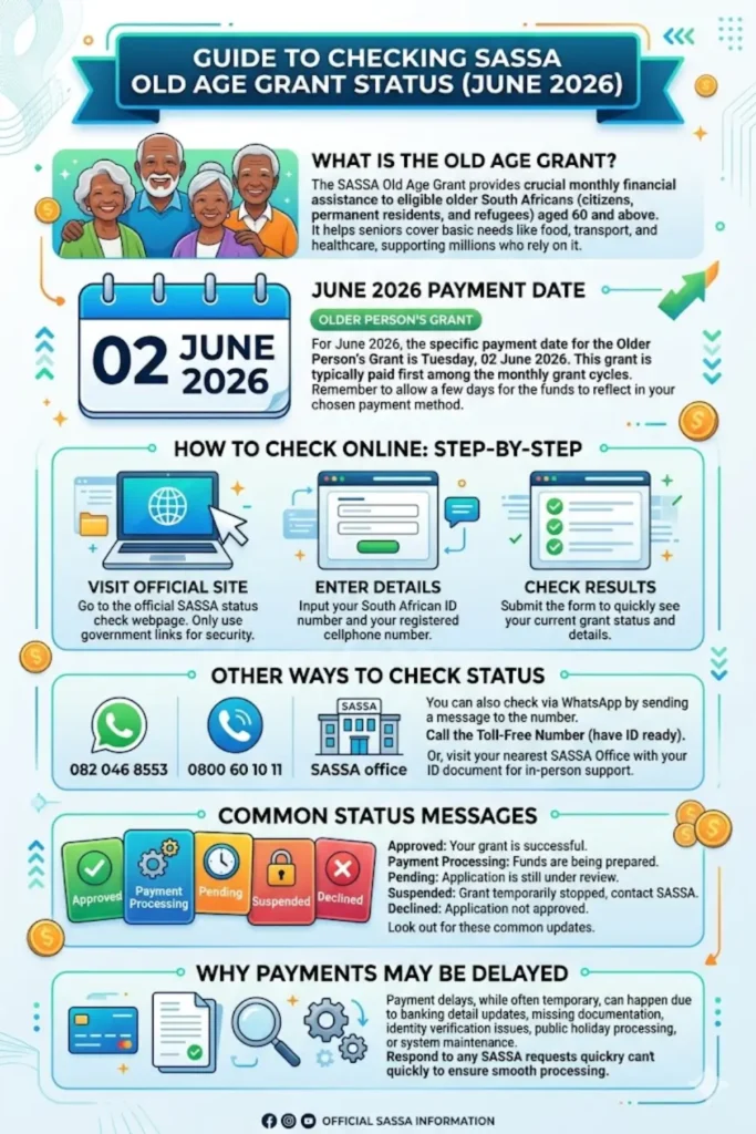 SASSA June Old Age Grant Payment Status Check Online Step by Step