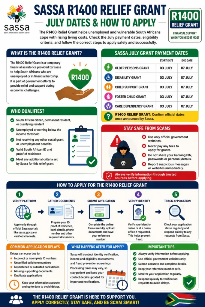 Sassa July Grant Dates & How to Apply for R1400 Sassa Relief Grant