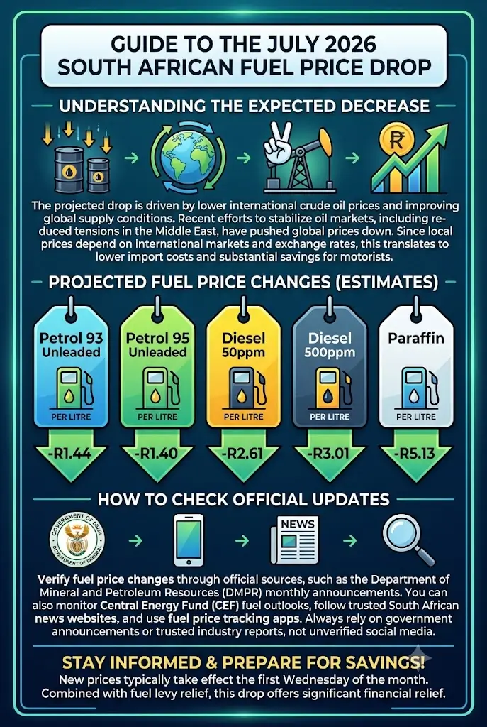 How to Check July Fuel Price Drop South Africa 2026 