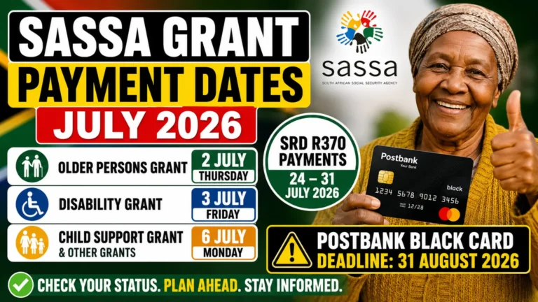 July 2026 SASSA Grant Calendar: When Older Persons, Disability and Child Grants Will Be Paid