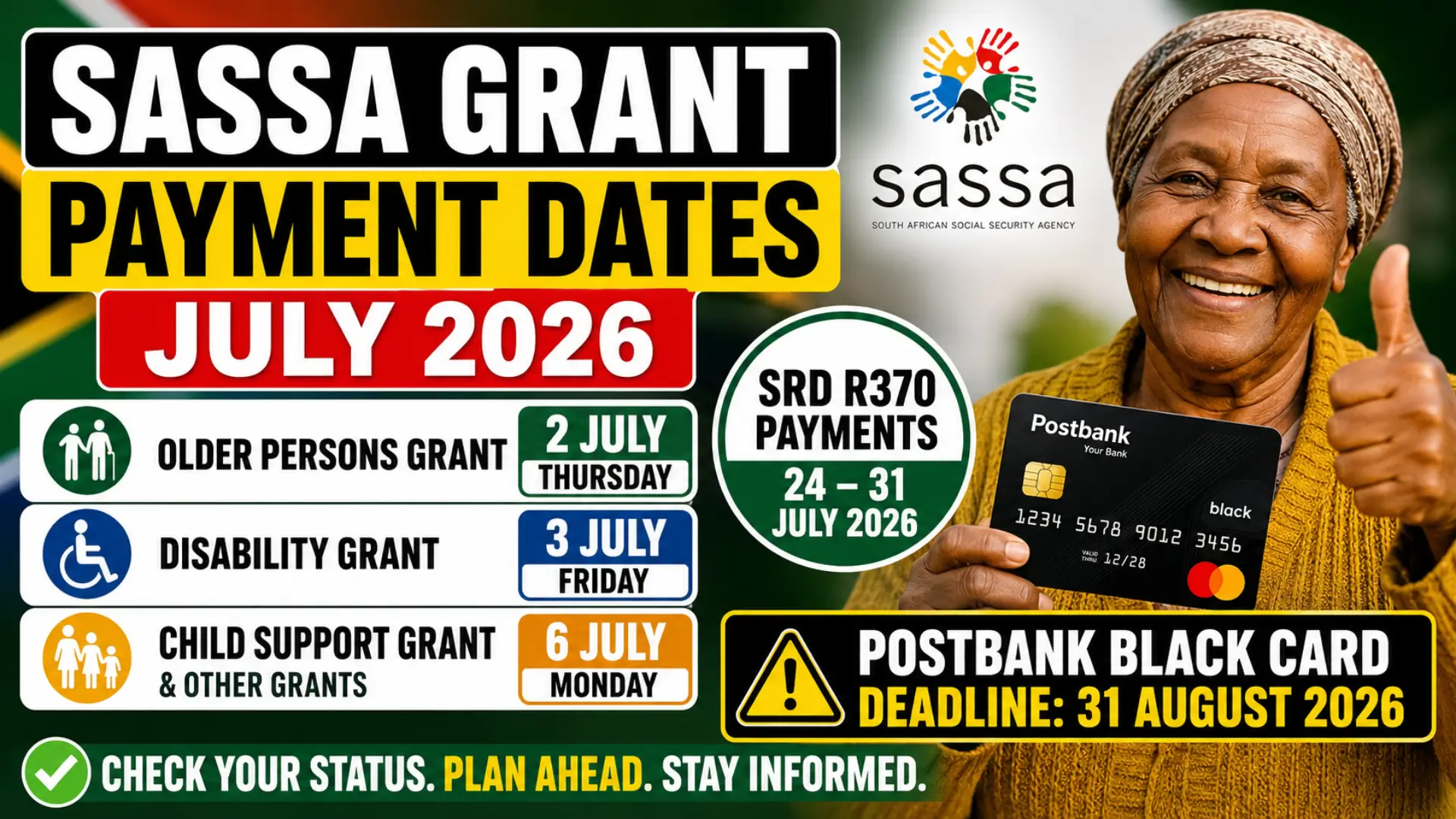 July 2026 SASSA Grant Calendar: When Older Persons, Disability and Child Grants Will Be Paid