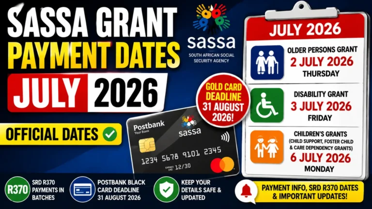 Sassa Grant Payment Dates for July 2026 Check Older Persons Grant, Disability Grant, Children’s Grants