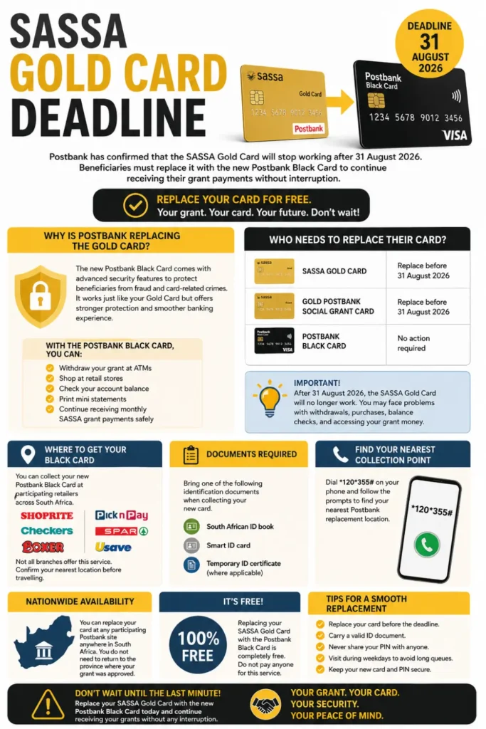 SASSA Gold Card Deadline 31 August 2026: Where to Get Your Black Card