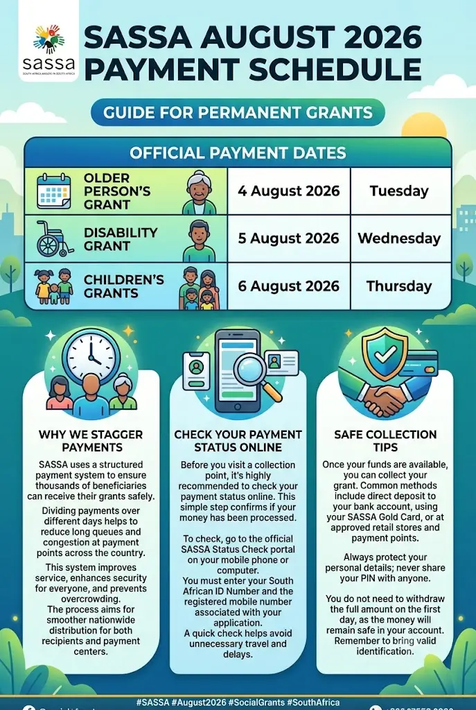 SASSA August 2026 Payment Schedule Check Online Step by Step 