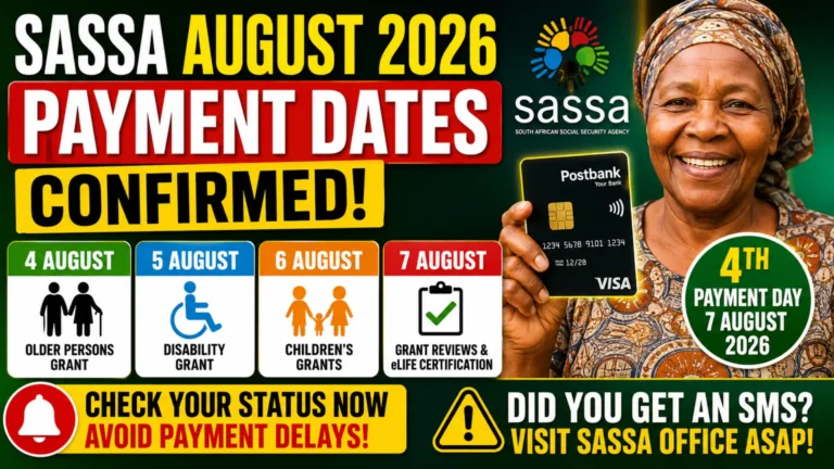 Sassa Grant for August 2026 Check Older Persons Grants, Disability Grants, Children's Grants Date Step by Step