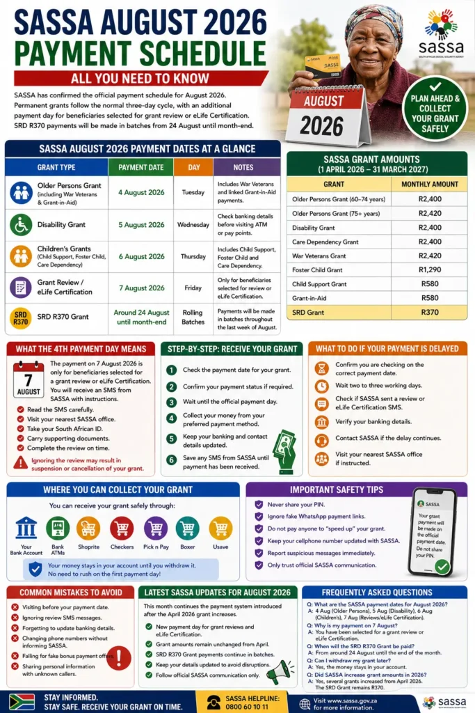 SASSA August Payment Dates 2026 Complete Info Guide Step by Step 