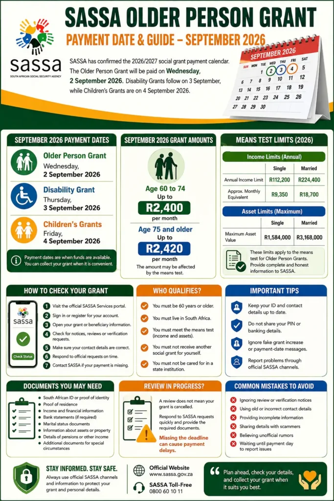 Sassa September 2026 Grant Dates & Check Older Person Grants Details Step by Step
