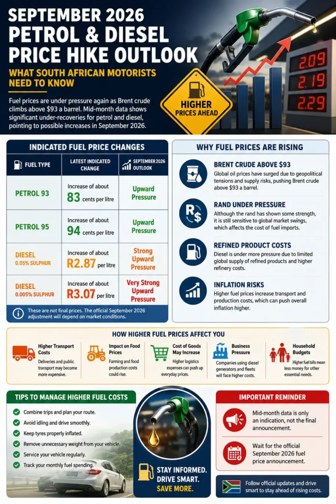 Petrol and Diesel Price Hike September 2026 In South Africa