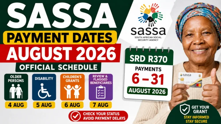 Sassa Payment Dates for August 2026 Official Grant Schedule & SRD R370 Payment Dates