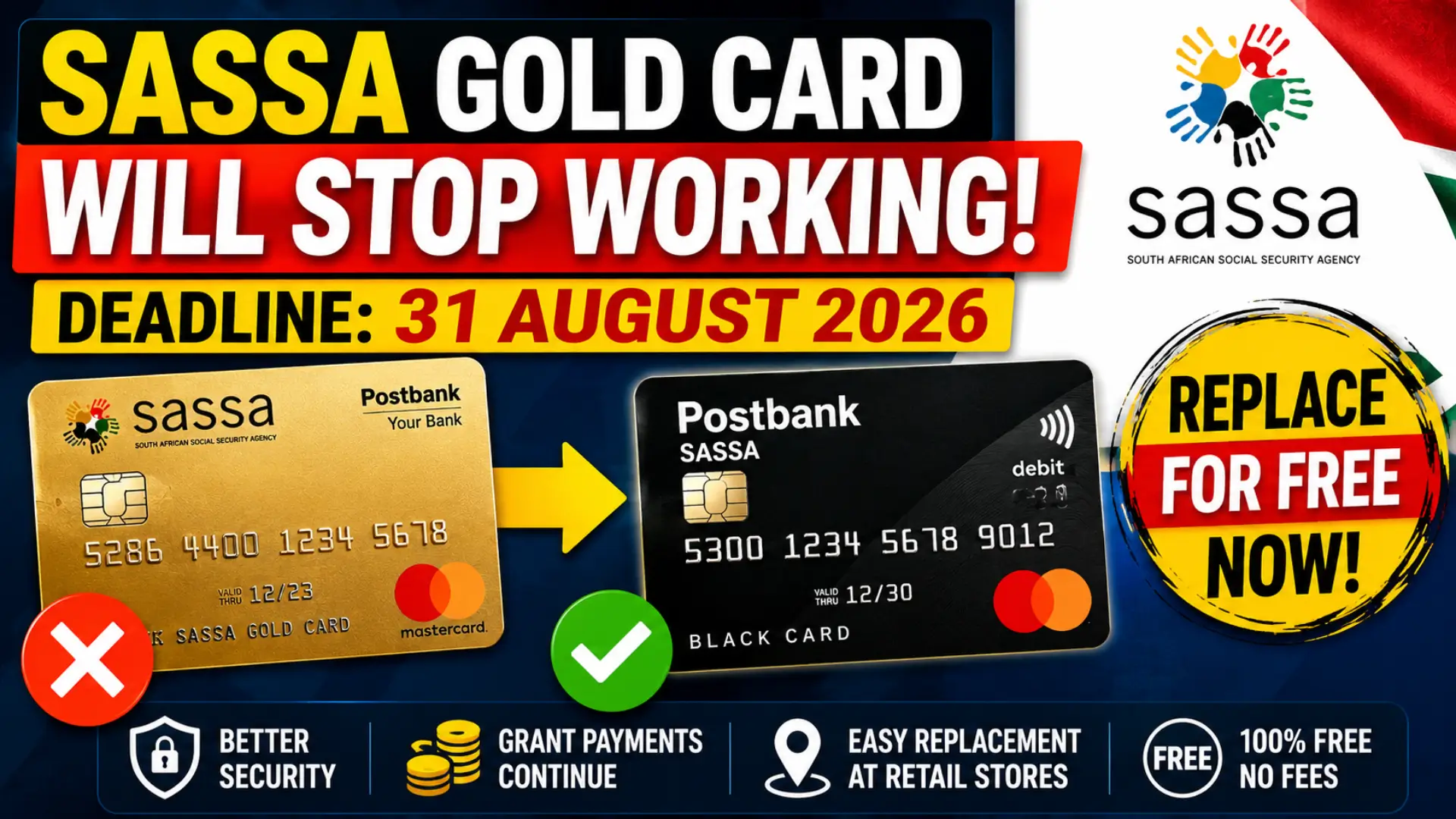 SASSA Postbank Card Switch 2026: Deadline, Requirements, Grant Payments & Replacement Sites