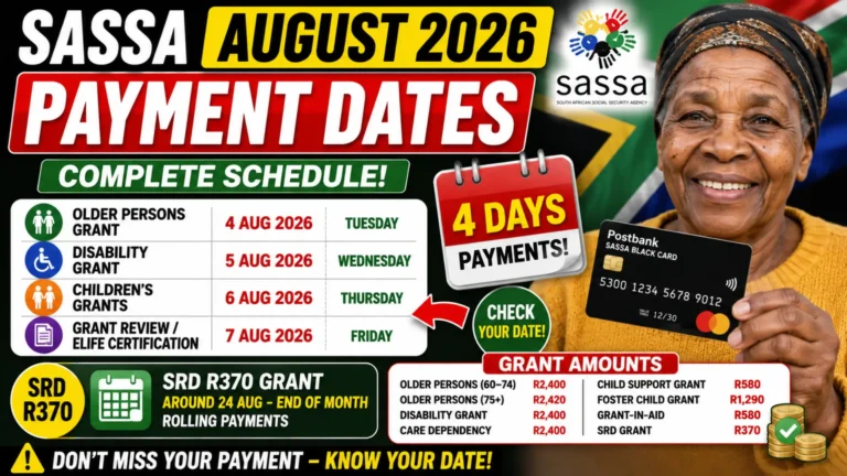SASSA August Payment Dates 2026 Complete Info Guide Step by Step