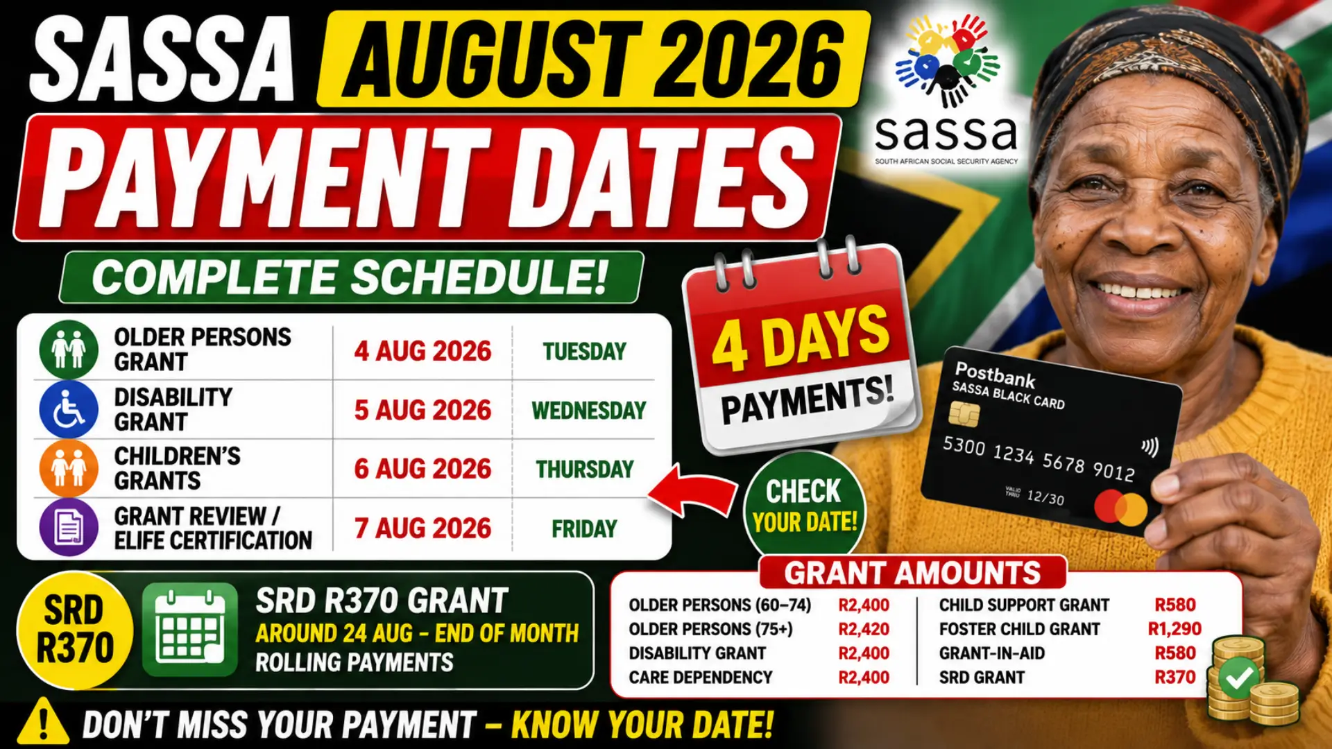 SASSA August Payment Dates 2026 Complete Info Guide Step by Step