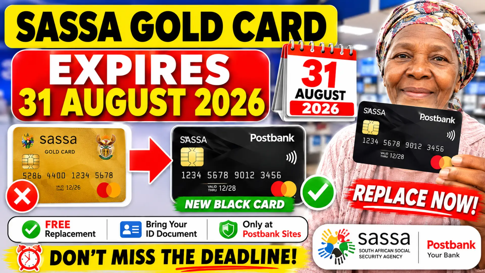 SASSA Gold Card Expiry 2026: Free Postbank Black Card Replacement Explained