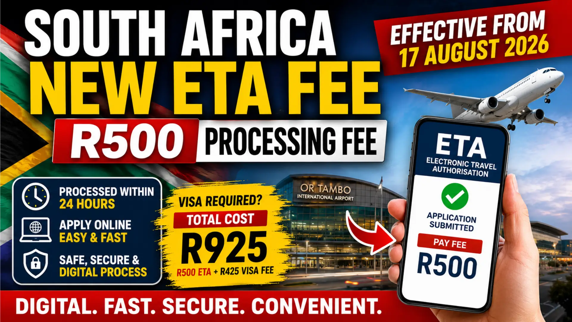 South Africa Introduces New R500 ETA Fee: What Travellers Need to Know