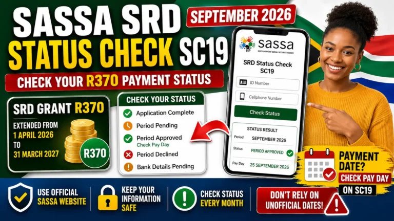 Sassa Status Check SC19 & Check SASSA SRD R370 September 2026 Payment Dates