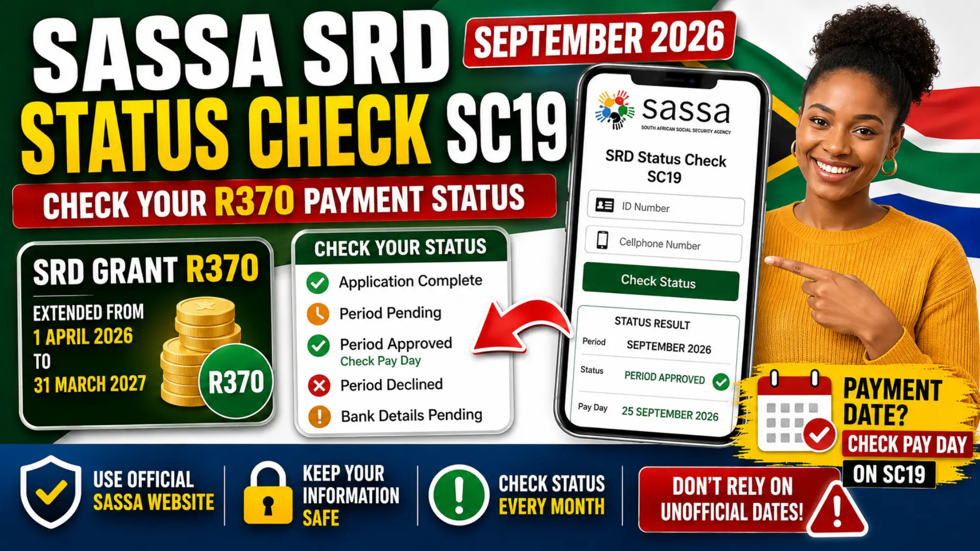 Sassa Status Check SC19 & Check SASSA SRD R370 September 2026 Payment Dates