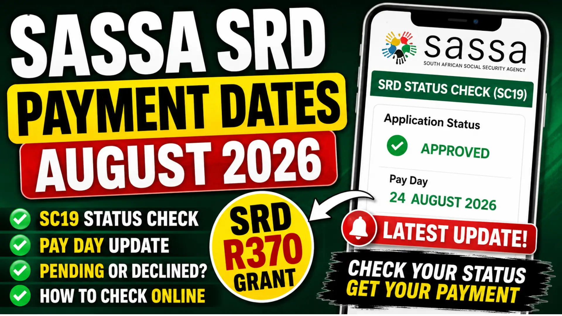COVID-19 SRD Payment Dates & Check SASSA SC19 Status Check Online 2026