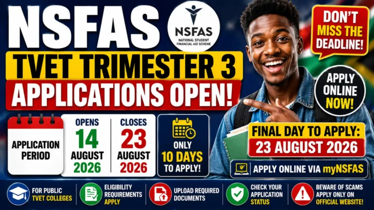 2026 NSFAS TVET Trimester 3 Applications are OPEN Check Last Date Details
